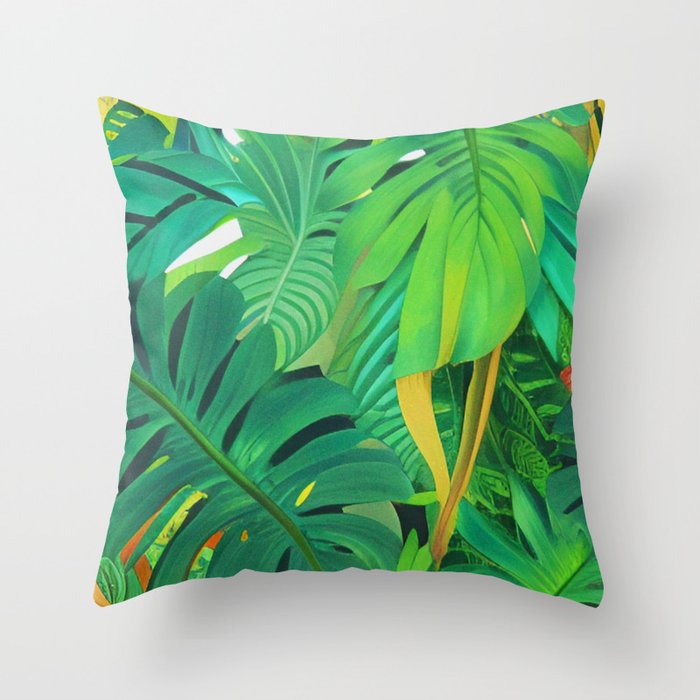 Tropical Greens 4 Throw Pillow