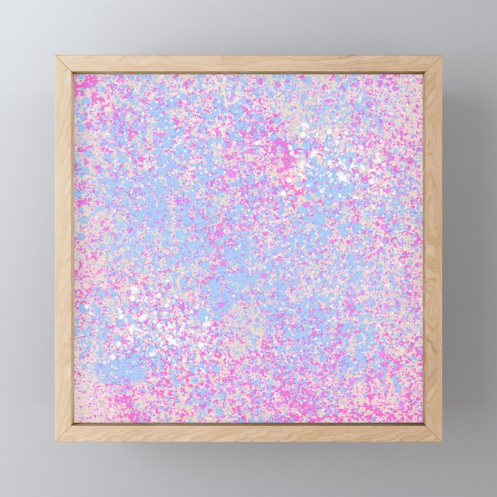 Abstract hand painted pink teal watercolor splatters Framed Mini Art Print