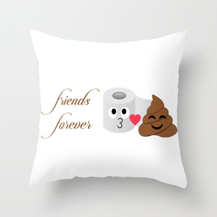 Toilet tissue and poop emoji friends forever Throw Pillow by