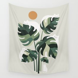 Cat and Plant 11 Wall Tapestry