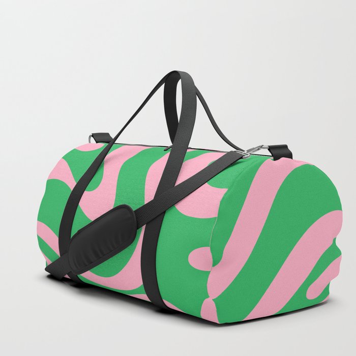 Pink and Spring Green Modern Liquid Swirl Abstract Pattern Duffle Bag