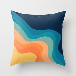 Retro style waves decoration Throw Pillow