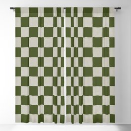 checkerboard hand-painted-olive Blackout Curtain | Squares, Curated, Farmhouse, Geometric, Geo, Green, Modern, Hand Painted, Sophisticated, Checkerboard 