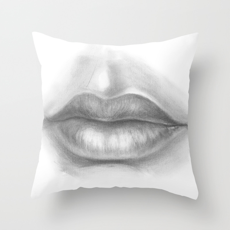 Lips Drawing Sexy Lady Throw Pillow By Magdaopoka Society6
