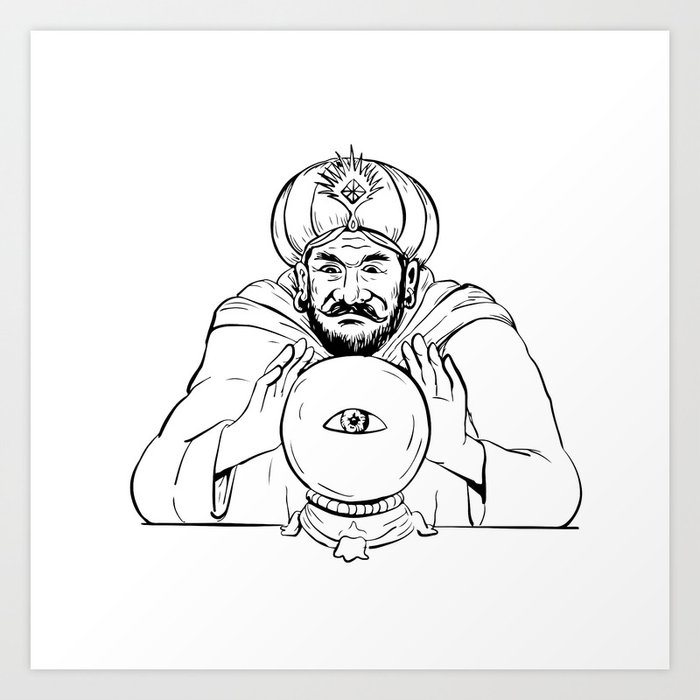 Fortune Teller Crystal Ball Drawing Art Print By Patrimonio Society6