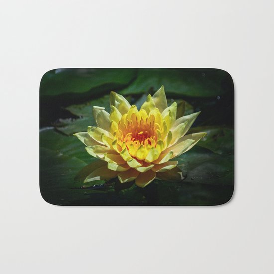 Yellow water lily Bath Mat