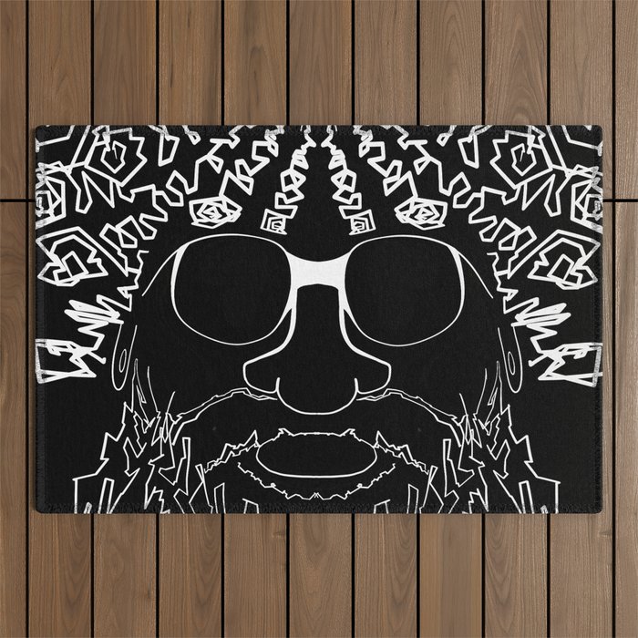 Crazy Hairy Man in Sun Glasses Outdoor Rug