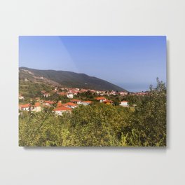 Stagira Small Village In Northern Greece Metal Print | Green, View, Color, Village, Wall Decor, European, Mountain, Europeanvillage, Bluesky, Greece 