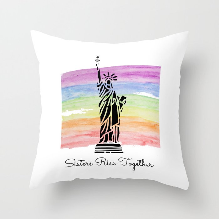 Sisters Rise Together - Rainbow Throw Pillow