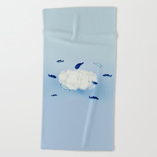 Whales around the cloud Beach Towel