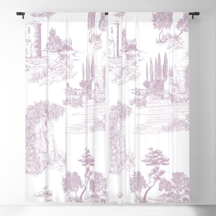 Toile de Jouy Vintage French Soft Lilac Blush Pastoral Pattern Blackout Curtain