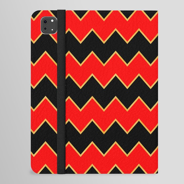 Gold Black Red Zig-Zag Line Collection iPad Folio Case