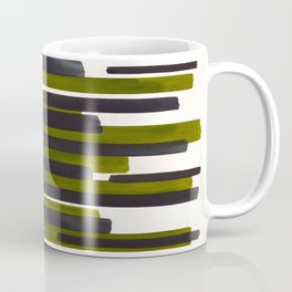 Olive Green Primitive Stripes Mid Century Modern Minimalist Watercolor Gouache Painting Colorful Str Coffee Mug