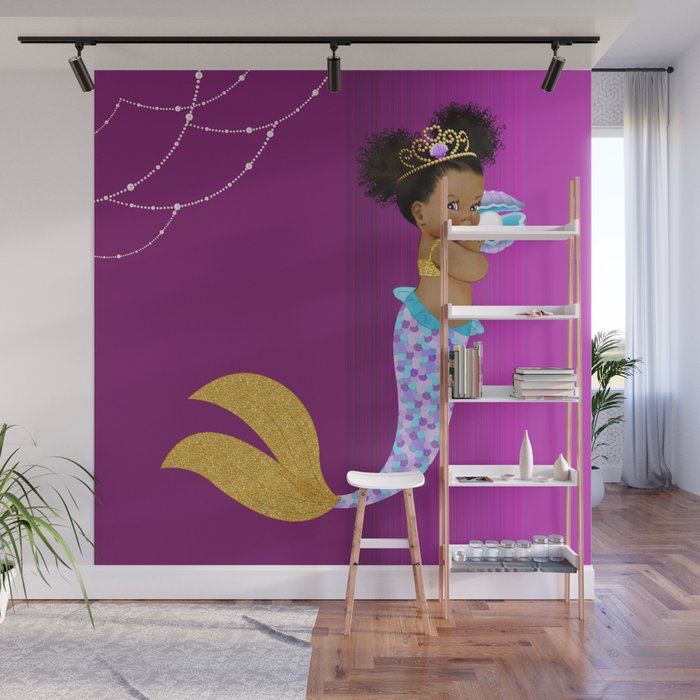 Little Bella Pearl Mermaid Natural Hair Mermaid Afro Puff Black
