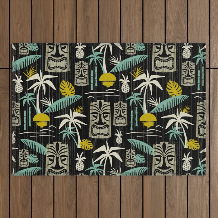 Island Tiki - Black Outdoor Rug