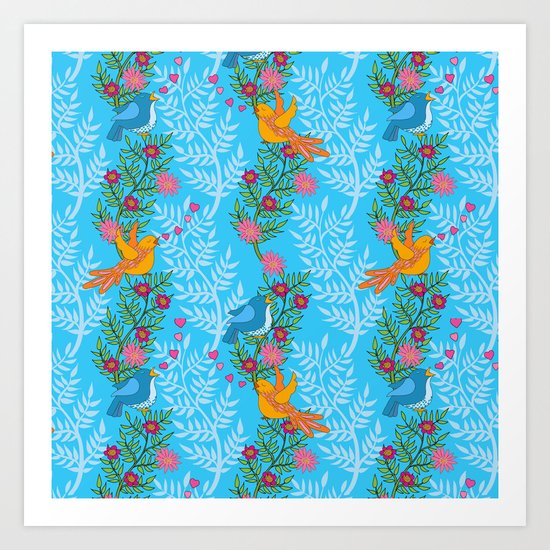 Sweet Lovey Birdies Art Print
