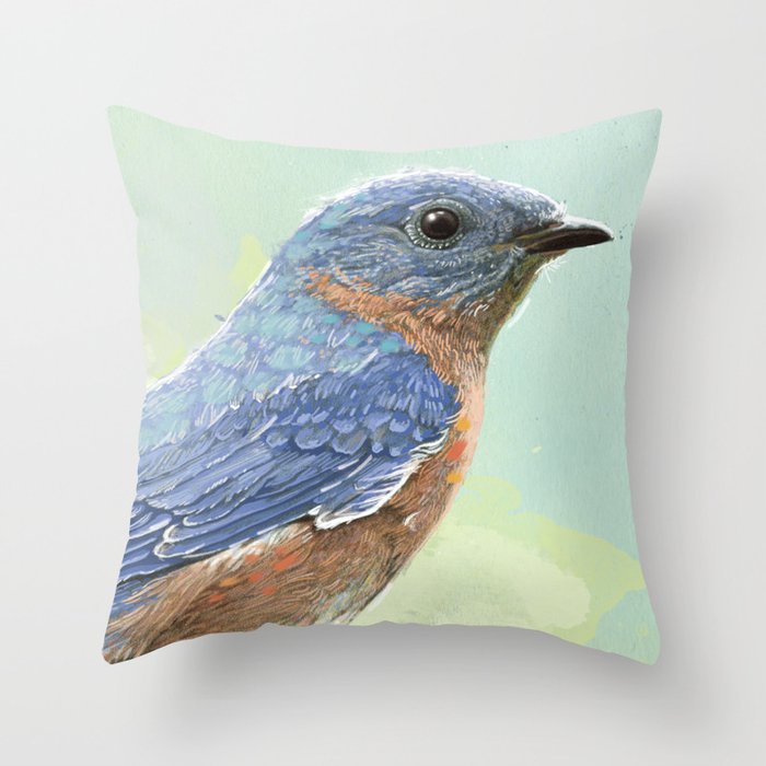 Eastern Bluebird In The Morning Throw Pillow