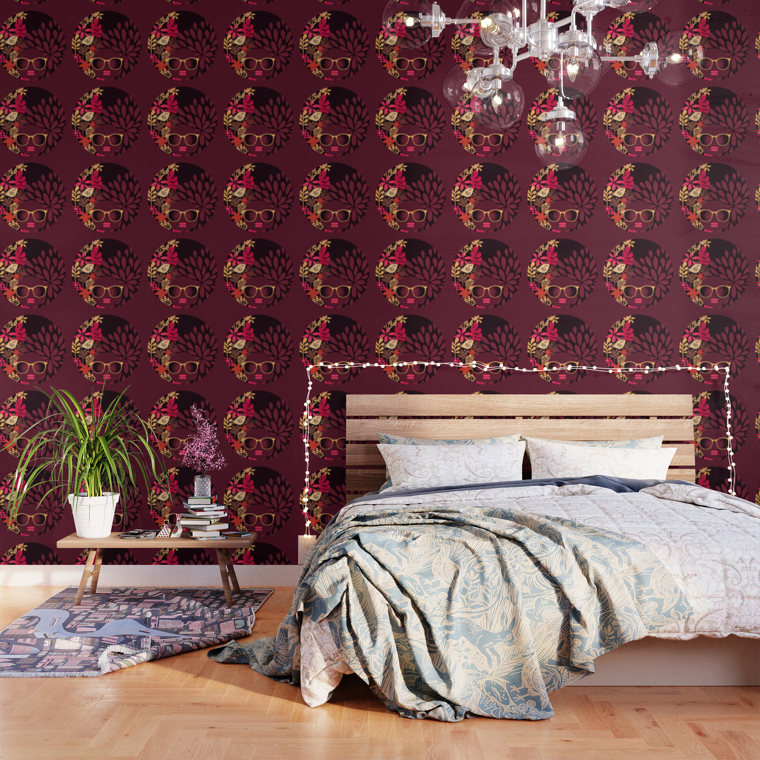 Afro Diva Sophisticated Lady Deep Pink Burgundy Wallpaper By