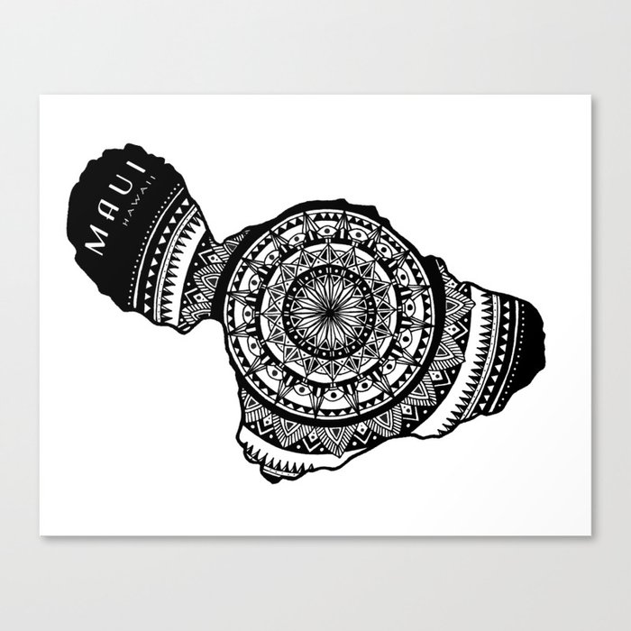 The Island Of Maui Tribal Illustration Canvas Print By