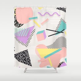 80s / 90s RETRO ABSTRACT PASTEL SHAPE PATTERN Shower Curtain