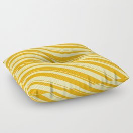 [ Thumbnail: Pale Goldenrod & Orange Colored Pattern of Stripes Floor Pillow ]
