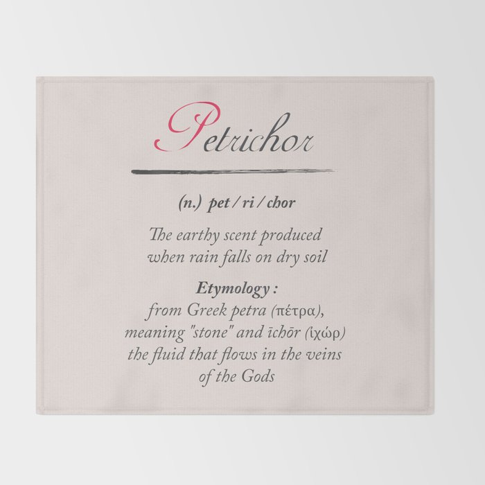 Petrichor Dictionary Definition Word Meaning Illustration Etymology Throw Blanket By Stefanoreves Society6