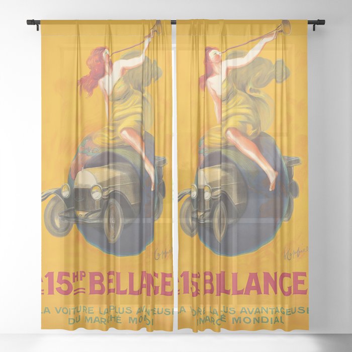 La 15hp Bellanger Ancient Old car  (1921) Leonetto Cappiello (Italian, 1875-1942) Sheer Curtain