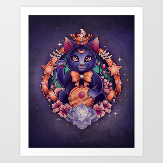Maneki Luna Art Print