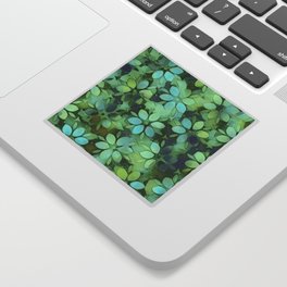 Modern Rainbow Flowers Green Aqua Sticker