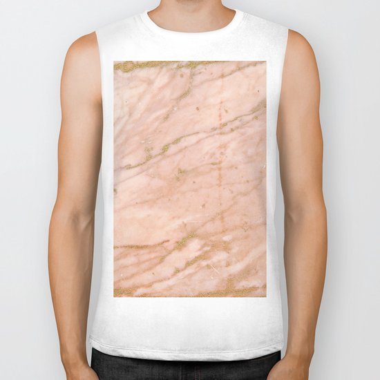 Pink marble with gold veins Biker Tank