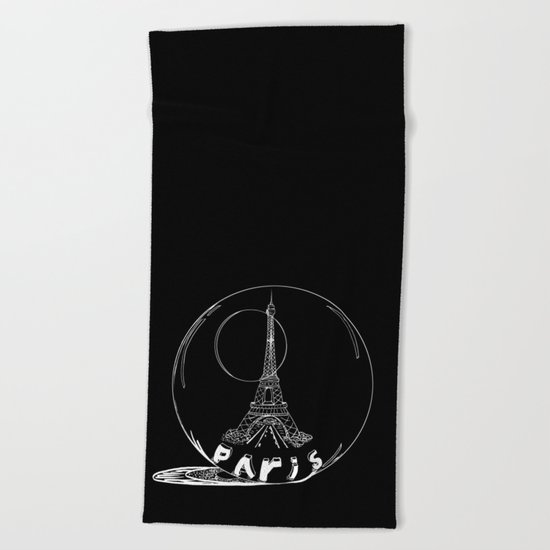 Paris in a glass ball Beach Towel