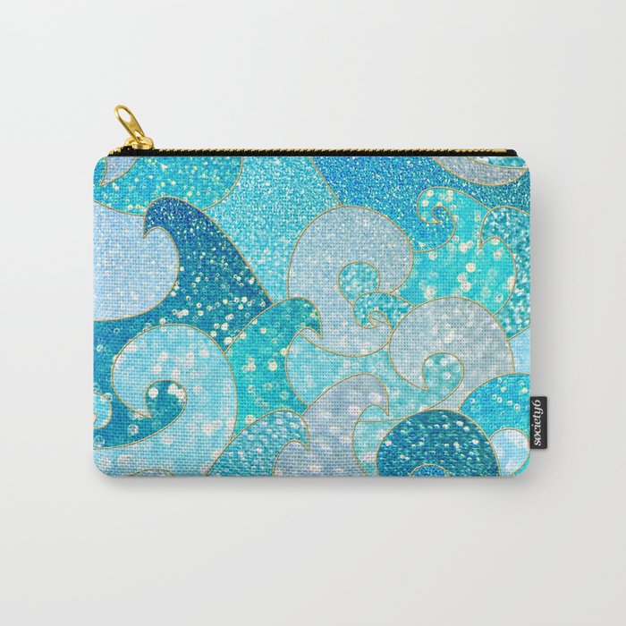 Mermaid Waves And Sea Faux Glitter - Sun Light Over The Ocean Carry-All Pouch
