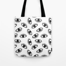 Eyes linocut black and white minimal eyes carving pattern Tote Bag