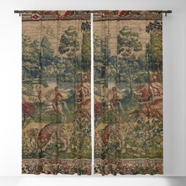 Antique 16th Century Pastoral Hunting Scene Flemish Tapestry Blackout Curtain