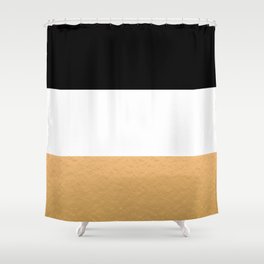 Black White Gold Color Blocks Shower Curtain