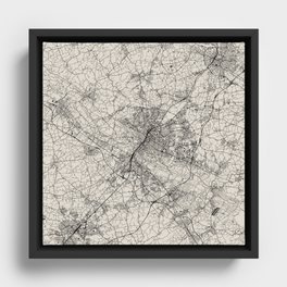 Germany, Bielefeld - Black and White Authentic Map  Framed Canvas