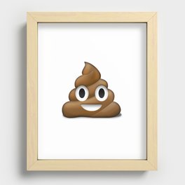 Smiling Poo Emoji (White Background) Recessed Framed Print