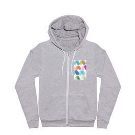 Watercolor brush texture pattern in white Full Zip Hoodie