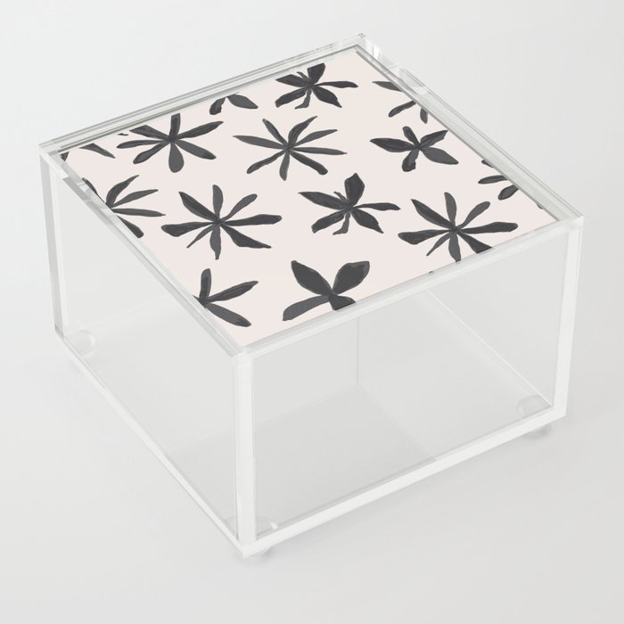 60s Black and White Scandinavian Hygge Flowers Acrylic Box