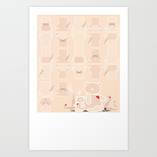 My wild night with teddy bear Art Print