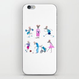 Funny painted sporty mice iPhone Skin
