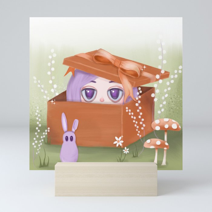 "Box" creepy girl Mini Art Print