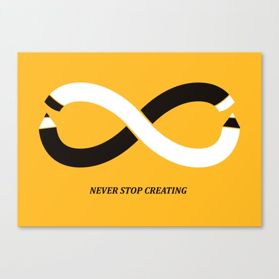 Never stop creating (the infinity pencil) Canvas Print