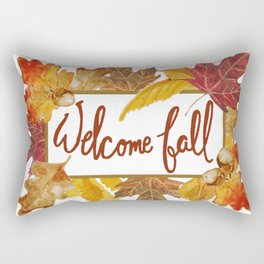 A Welcome Fall with Colorful Leaves Sign Rectangular Pillow