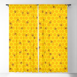 Mind Your Own Beeswax / Bright honeycomb and bee pattern Blackout Curtain