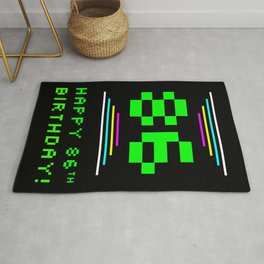 [ Thumbnail: 86th Birthday - Nerdy Geeky Pixelated 8-Bit Computing Graphics Inspired Look Rug ]