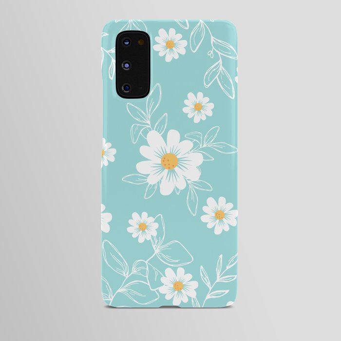 Floral pattern with small and large white flowers Android Case