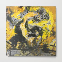 Encuentro 8 Metal Print | Yellow, Painting, Black 