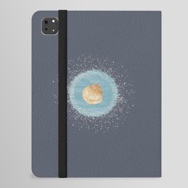 Watercolor Seashell and Blue Circle on Dark Gray iPad Folio Case