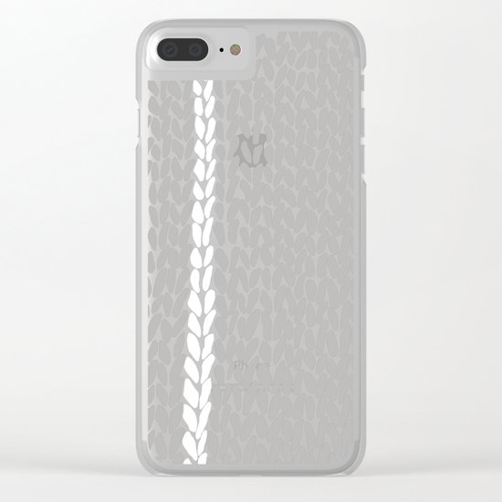 Grey Knit With White Stripe Clear iPhone Case